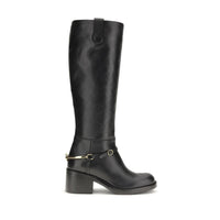 Chloé Black Calf Leather Dakota Lace-Up Boots