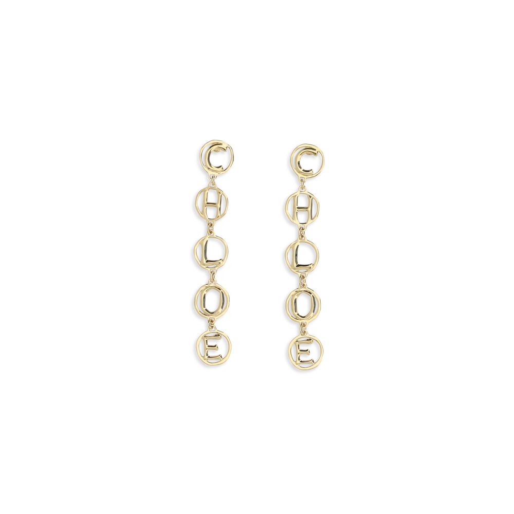 Chloé Script Logo Drop Earrings — Gold