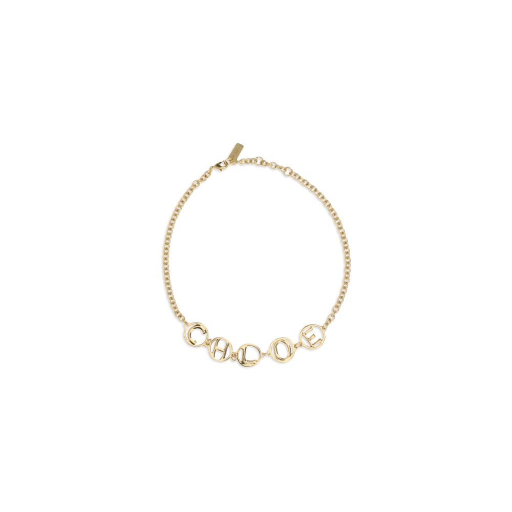 Chloé Script Logo Choker Necklace — Gold