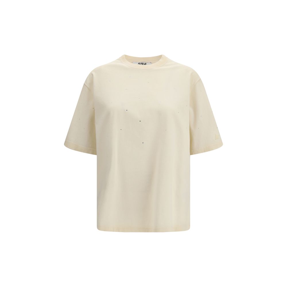 Golden Goose Star Logo Cotton T-Shirt — Beige