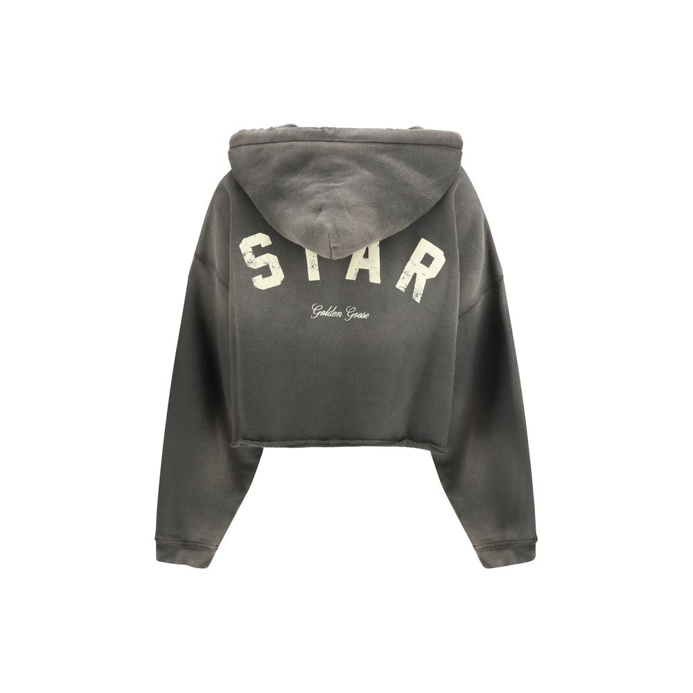 Golden Goose Distressed Cropped Logo Hoodie