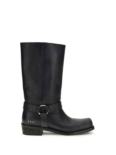 Golden Goose Leather Biker Ankle Boot — Black