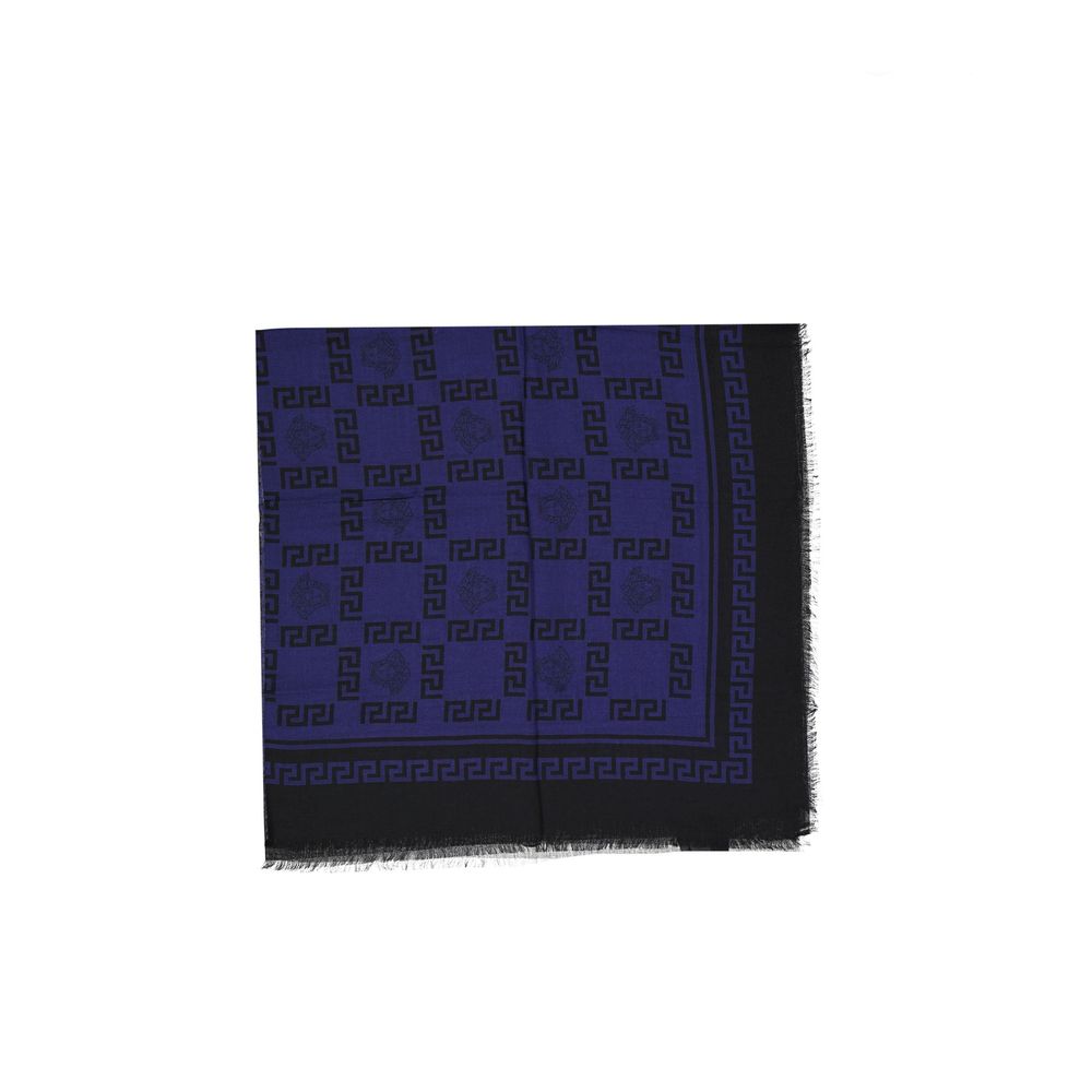 Versace Modal-Silk Blend Fringe Scarf — Blue