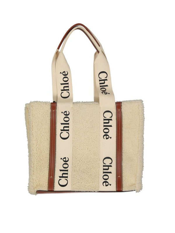 Chloé Beige Shearling Tote Bag