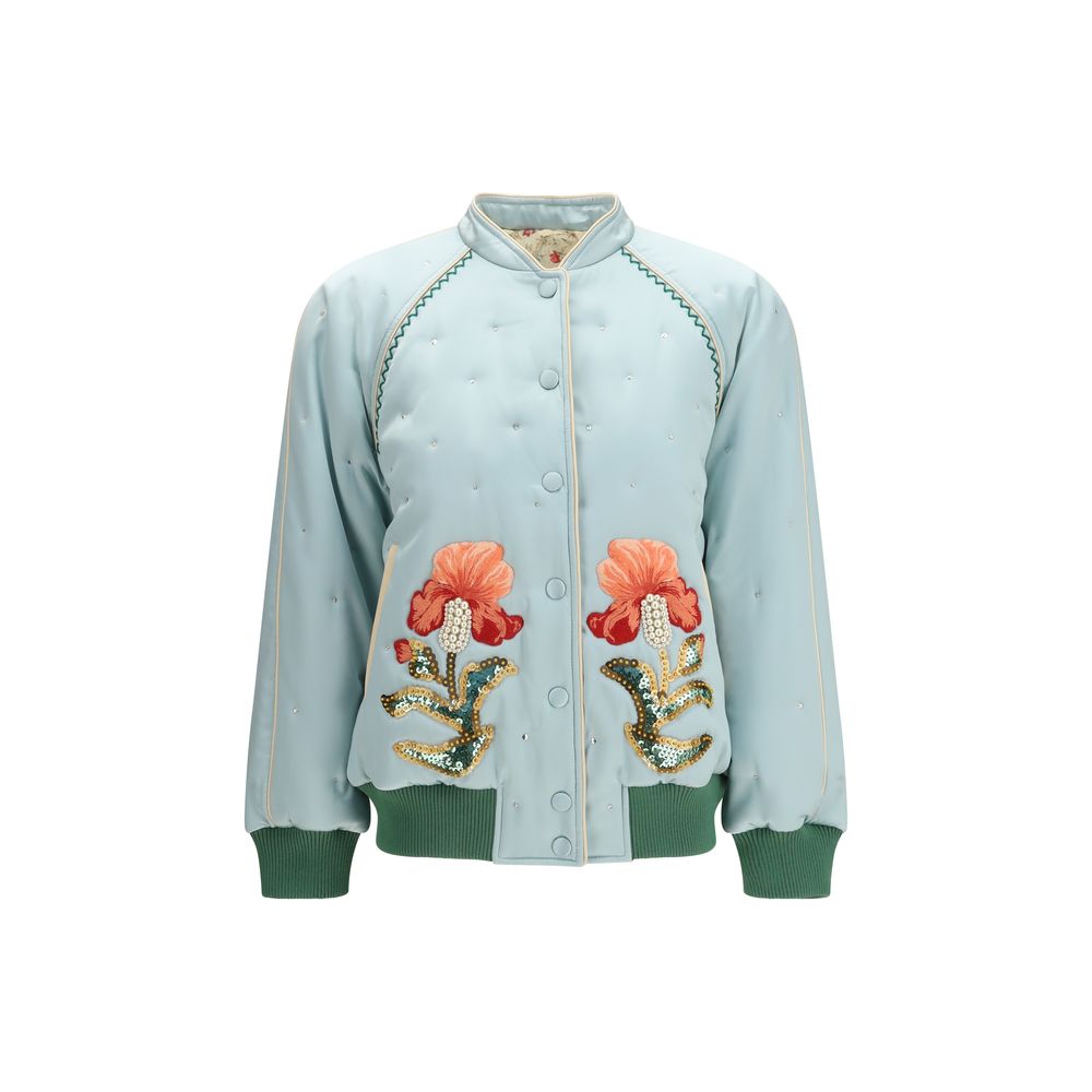 Valentino Sequin-Embroidered Silk Crepe Satin Jacket
