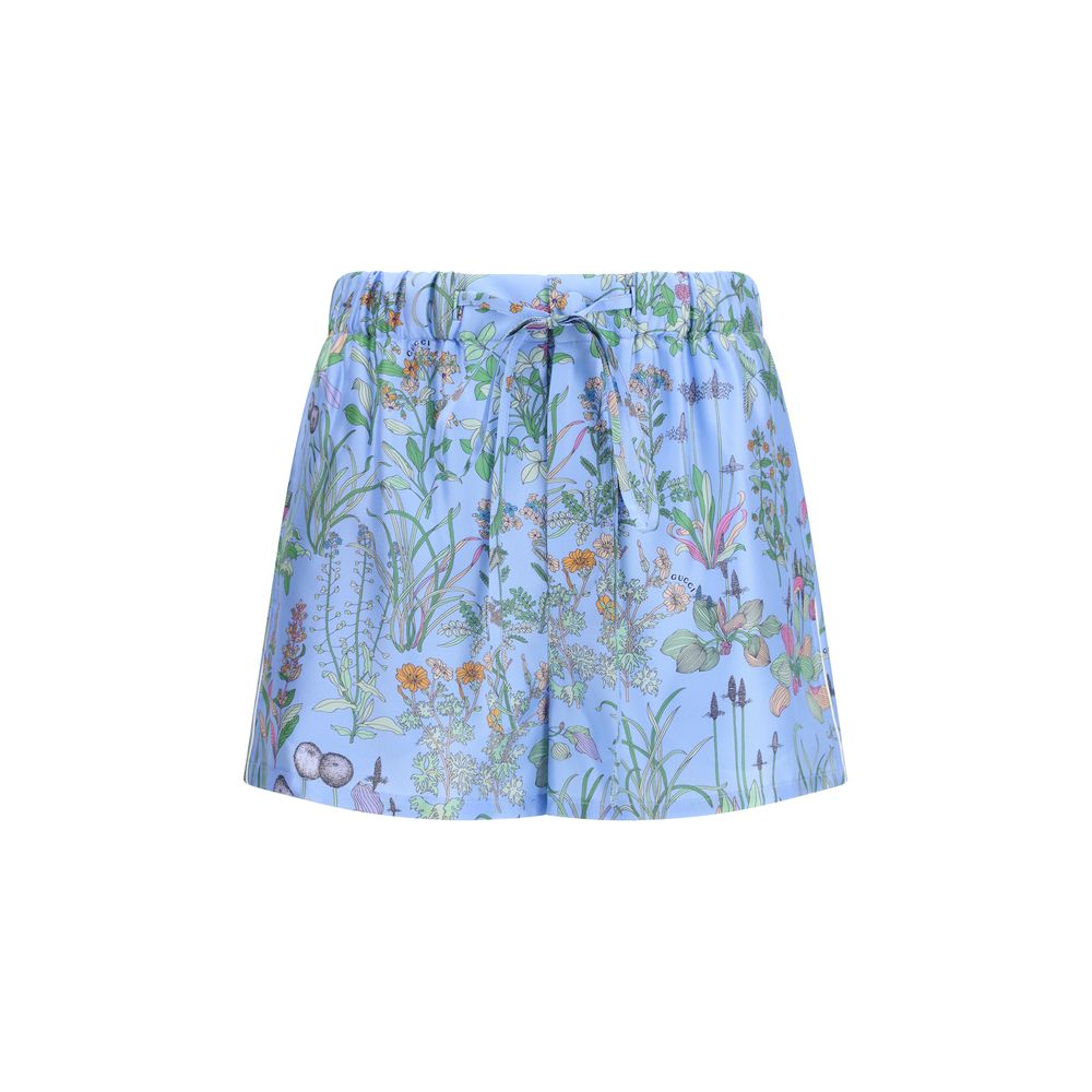 Gucci Floral Print Silk Twill Shorts