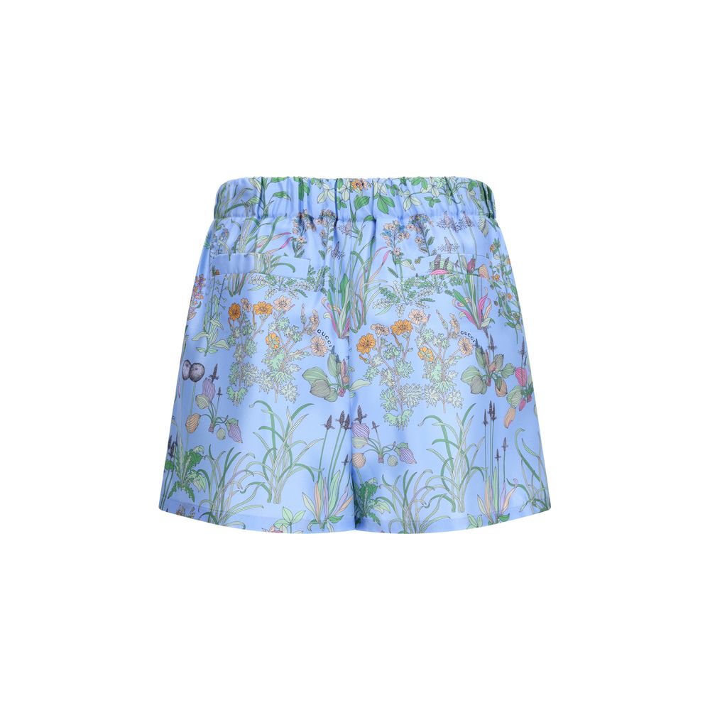 Gucci Floral Print Silk Twill Shorts
