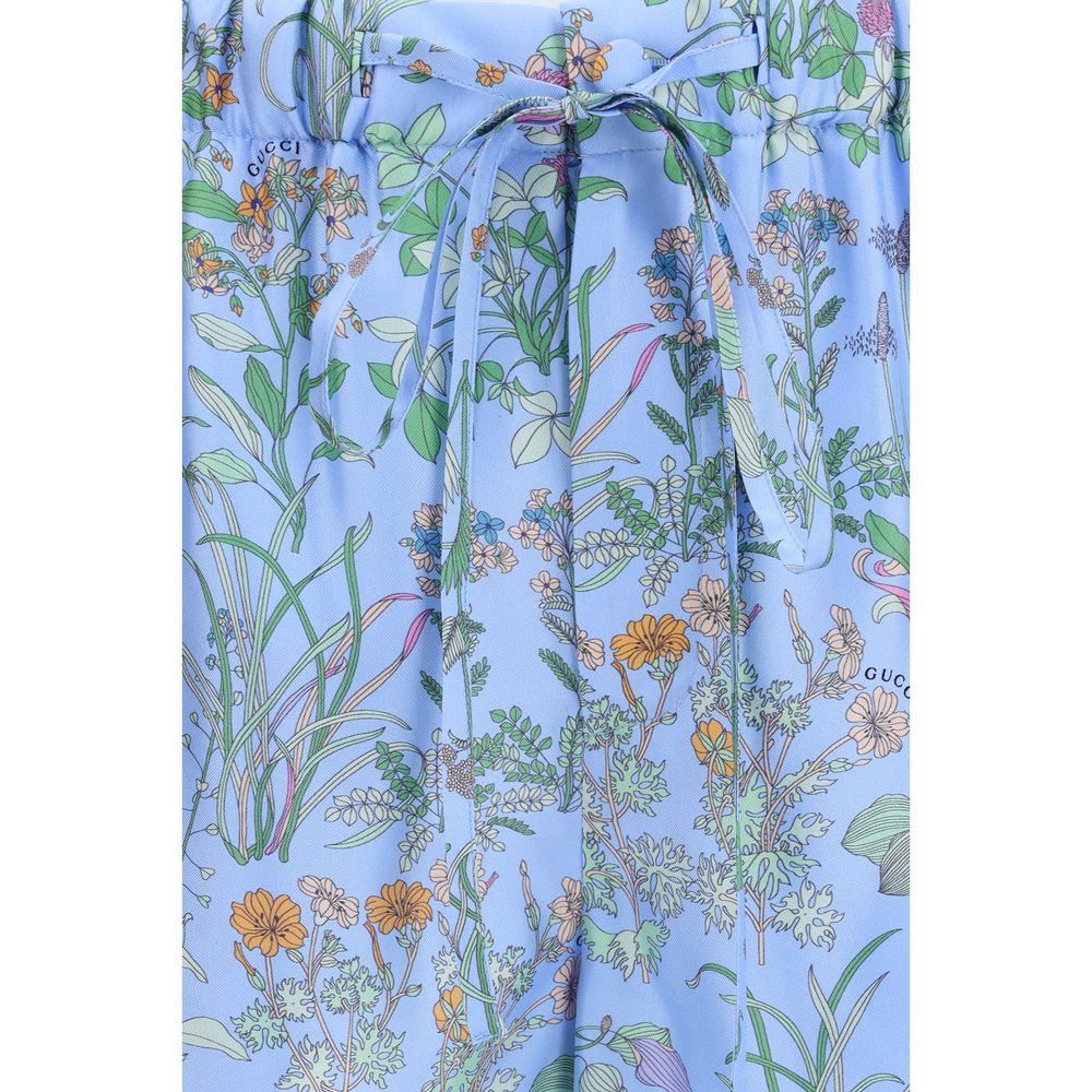 Gucci Floral Print Silk Twill Shorts