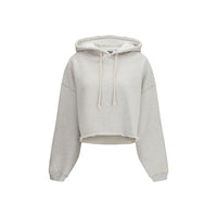 Golden Goose Star Cropped Cotton Hoodie — Grey