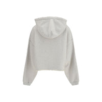 Golden Goose Star Cropped Cotton Hoodie — Grey