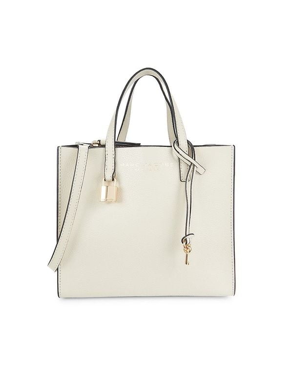 Marc Jacobs Grind Mini Pebbled Leather Tote — Marshmallow