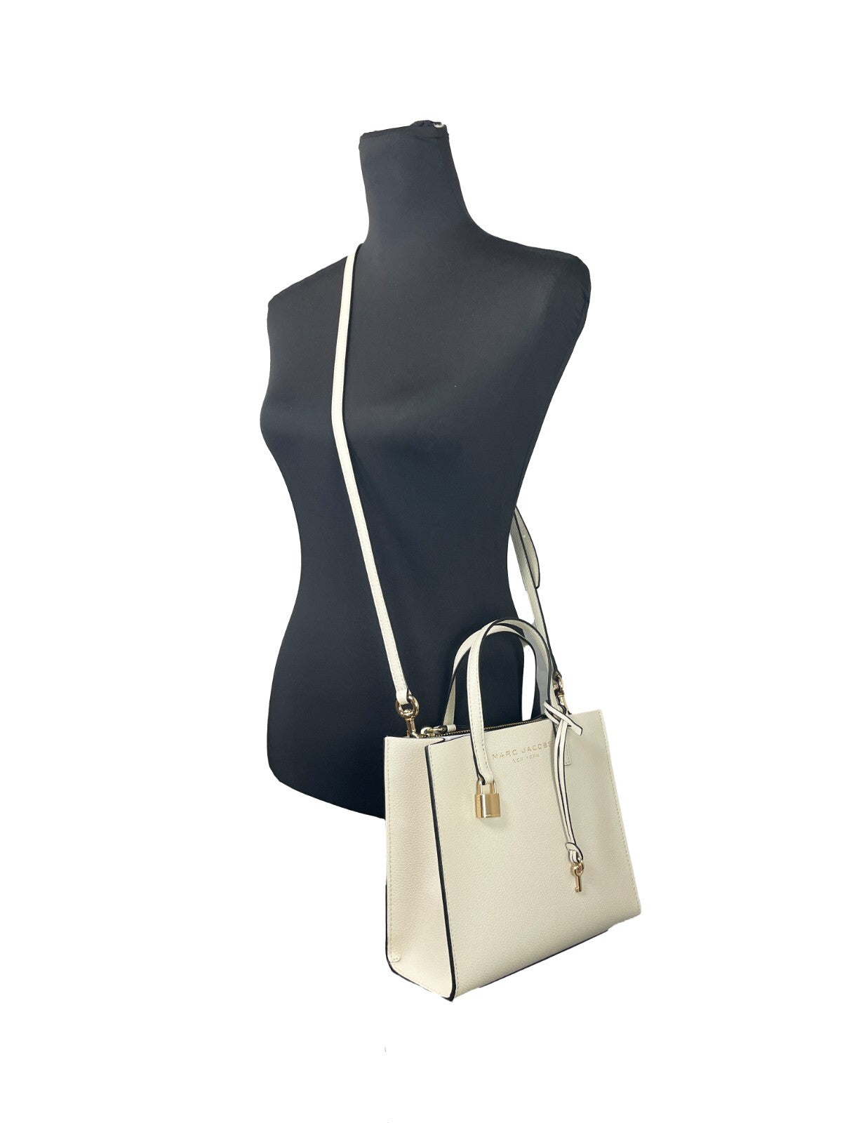 Marc Jacobs Grind Mini Pebbled Leather Tote — Marshmallow