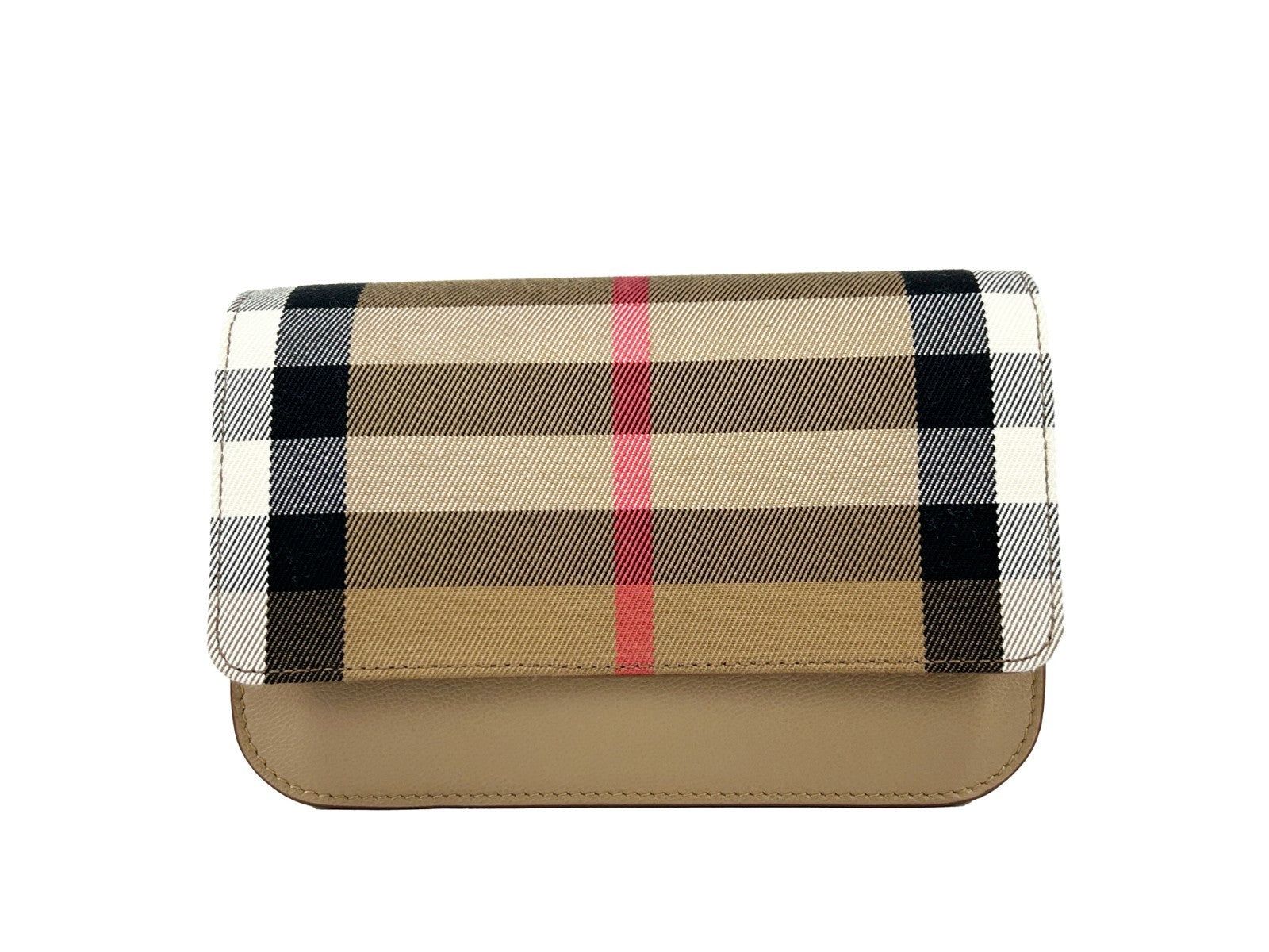 Burberry Madison House Check Crossbody Bag in Chestnut Beige