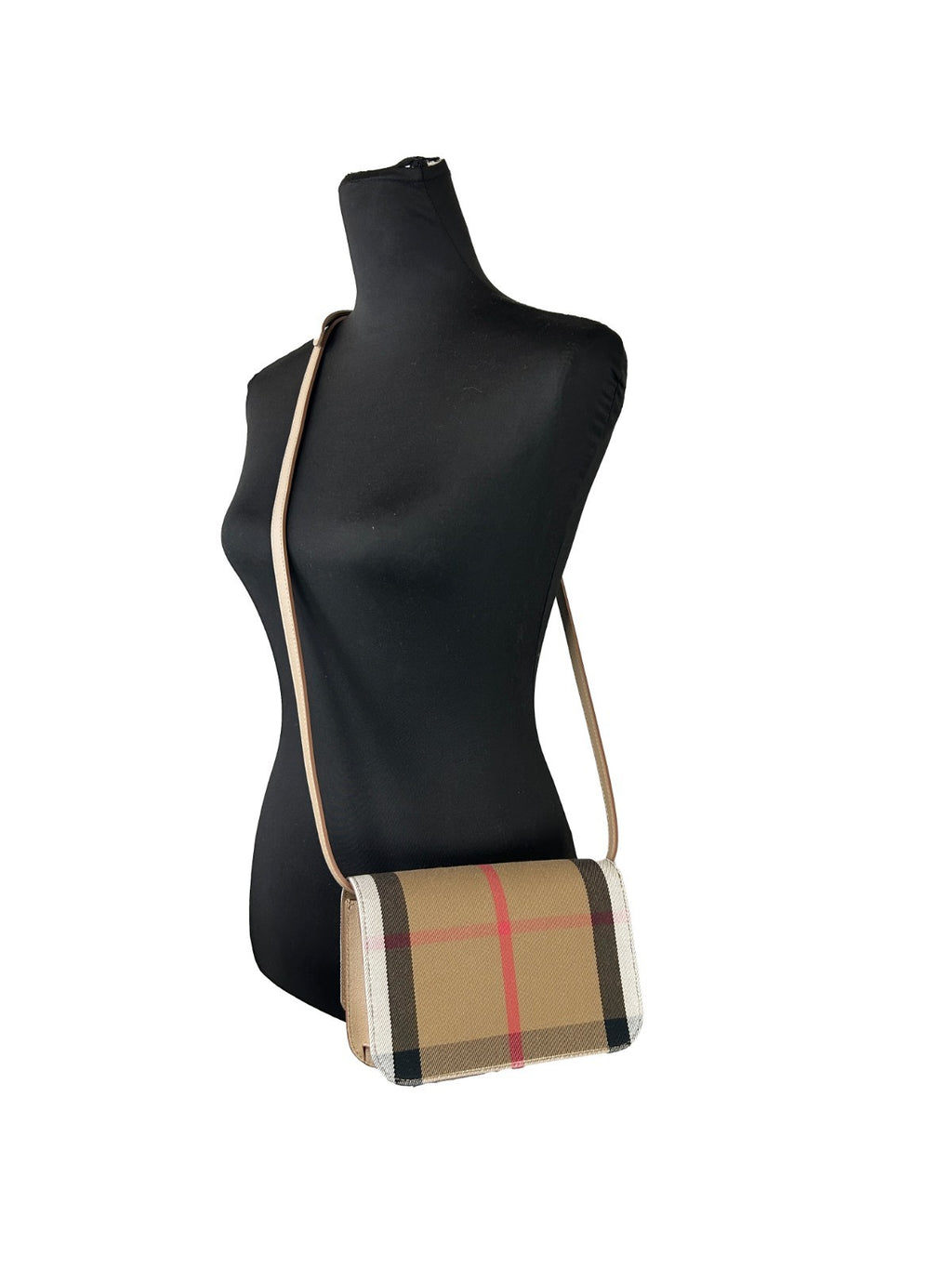 Burberry Madison House Check Crossbody Bag in Chestnut Beige