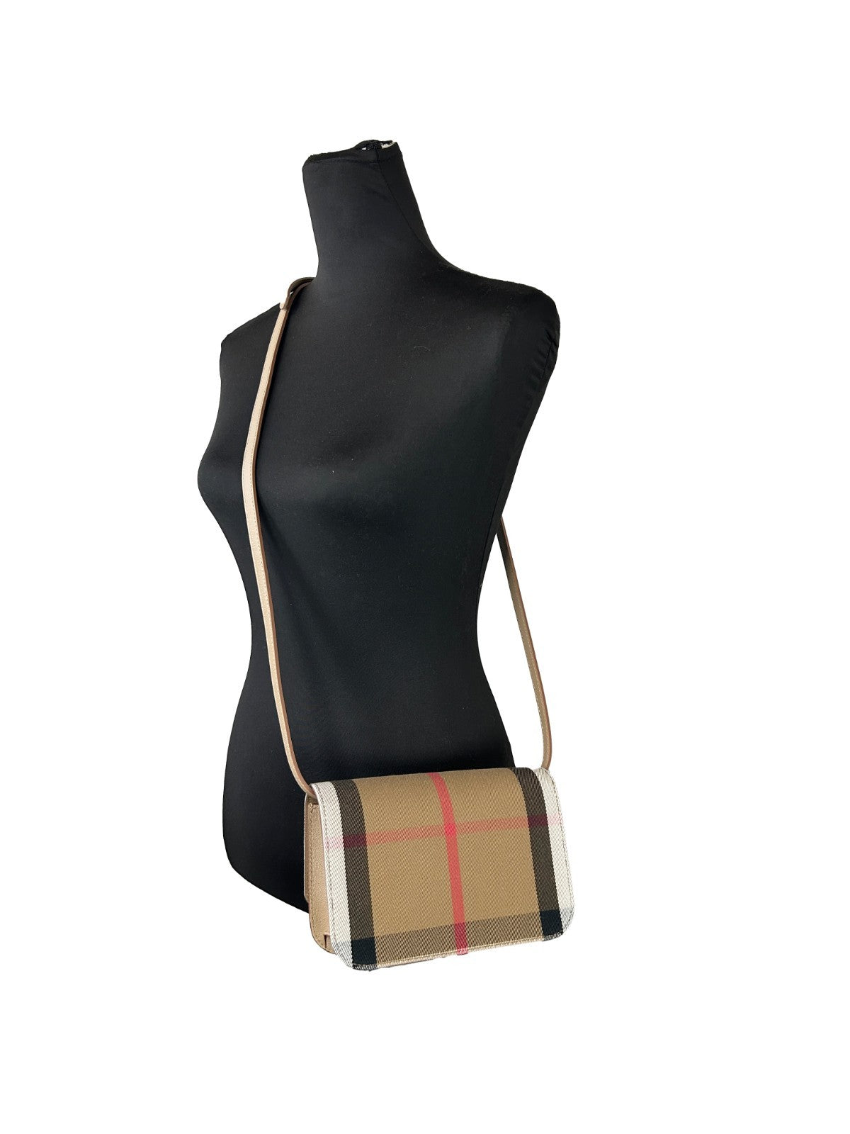 Burberry Madison House Check Crossbody Bag in Chestnut Beige