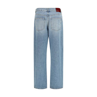 Gucci Straight-Leg Denim Jeans — Light Blue