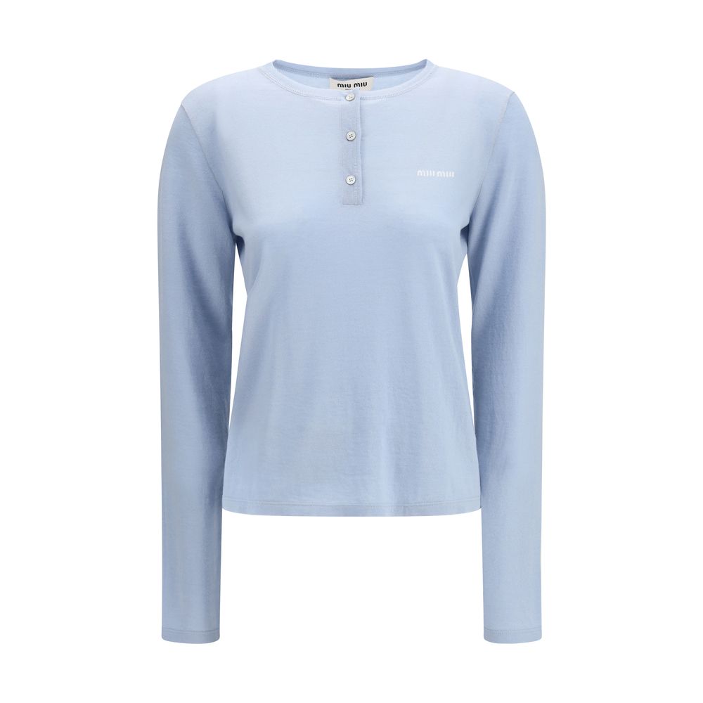 Miu Miu Cashmere Henley Long Sleeve T-Shirt