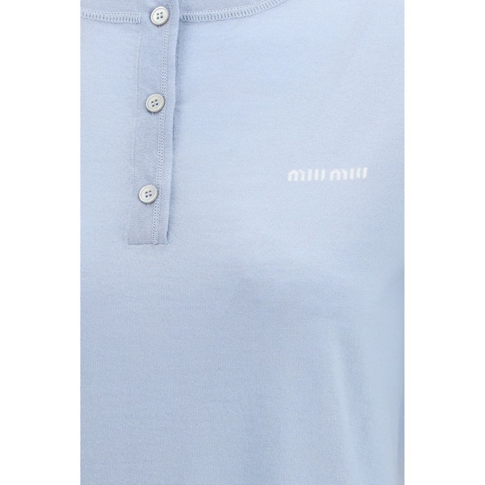 Miu Miu Cashmere Henley Long Sleeve T-Shirt