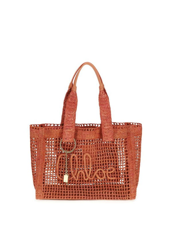 Chloé Multicolor Raffia East-West Banana Tote Bag