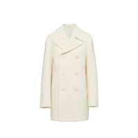 Prada Peak-Lapel Wool Coat — White