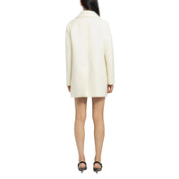 Prada Peak-Lapel Wool Coat — White