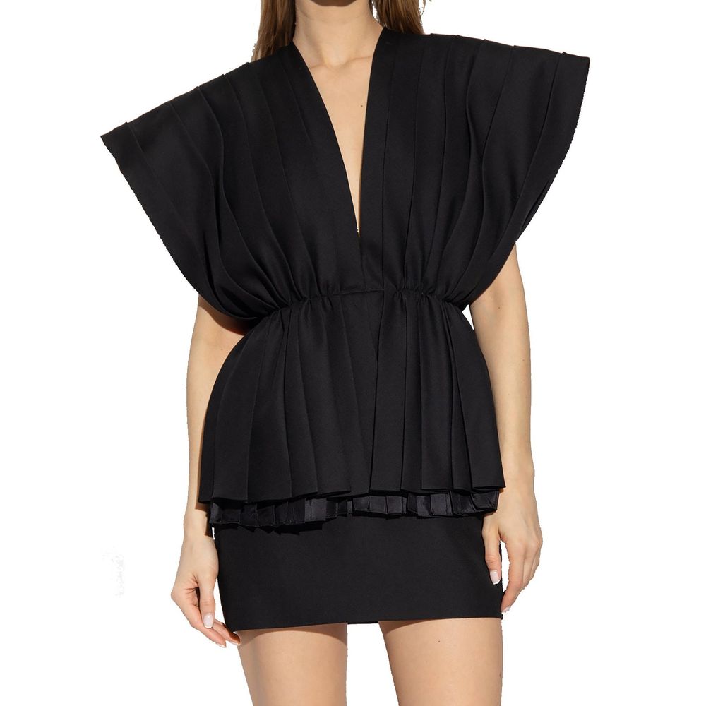 Gucci Sculpted Pleat Wool Mini Dress