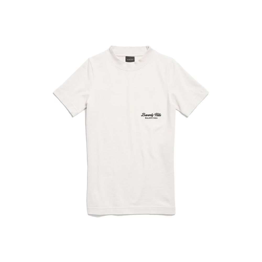 Balenciaga White Embroidered Logo Cotton T-Shirt