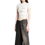 Balenciaga White Embroidered Logo Cotton T-Shirt