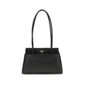 Prada Calf Leather Shoulder Bag with Enameled Triangle Logo