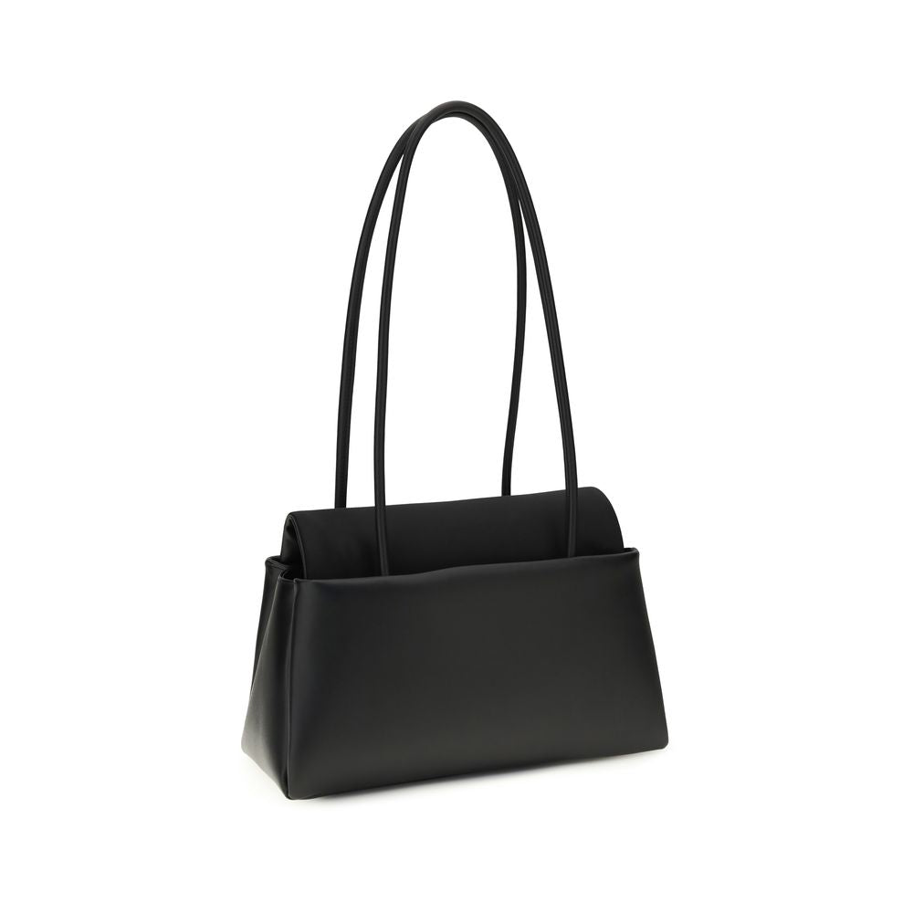 Prada Calf Leather Shoulder Bag with Enameled Triangle Logo
