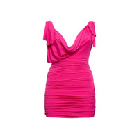 The Attico Gathered Viscose Slip Dress