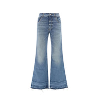Chloé Blue Cotton Fringe-Hem Flared Jeans