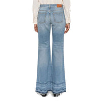 Chloé Blue Cotton Fringe-Hem Flared Jeans