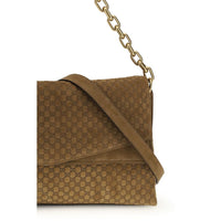 Gucci GG Embossed Camel Suede Shoulder Bag