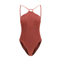 Hunza G Jasmine Halterneck Swimsuit — Metallic Rose