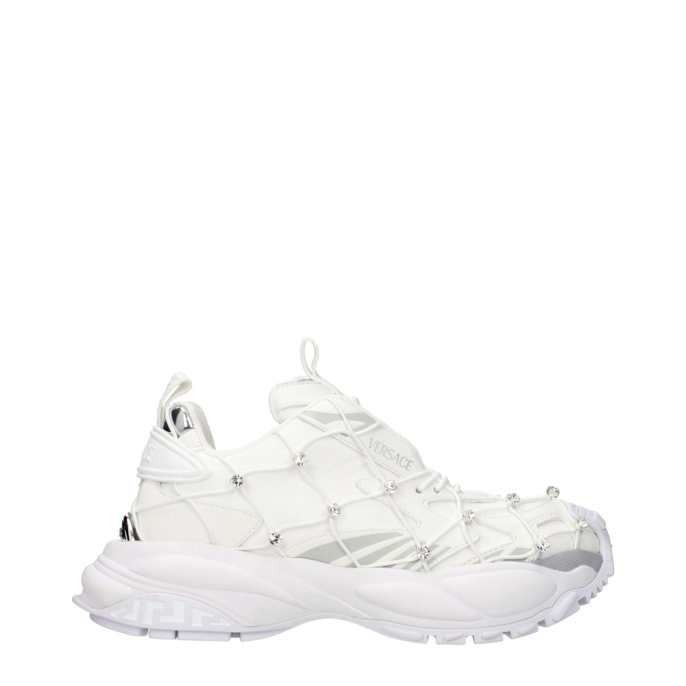 Versace Greca-Trim Fabric Sneaker — White