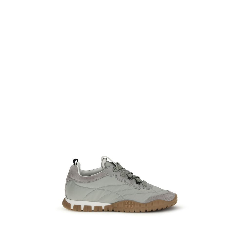 Miu Miu Tyre Technical Fabric Sneaker — Grey