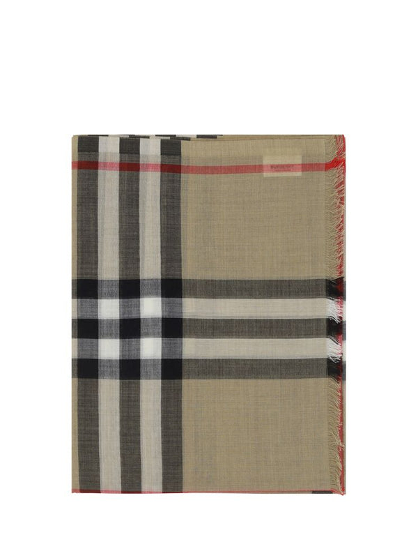 Burberry Archive Check Silk-Wool Scarf — Beige