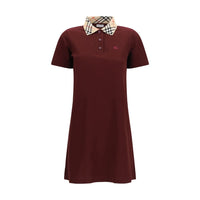 Burberry Check Collar Polo-Style Cotton Dress