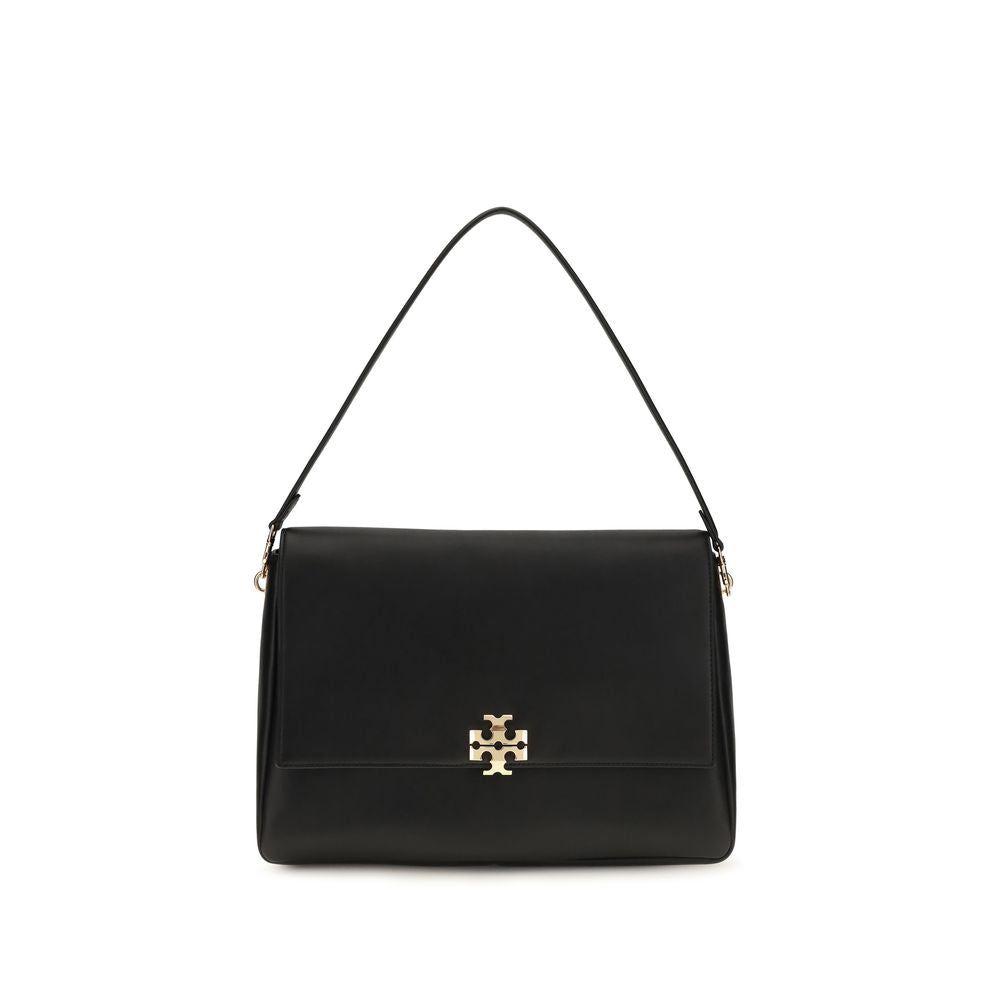 Tory Burch Charlie Large Leather Shoulder Bag — Black