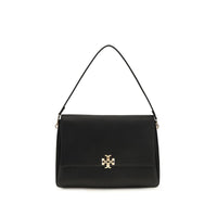 Tory Burch Charlie Large Leather Shoulder Bag — Black