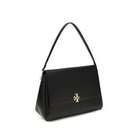 Tory Burch Charlie Large Leather Shoulder Bag — Black