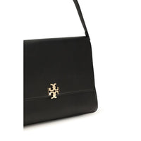 Tory Burch Charlie Large Leather Shoulder Bag — Black