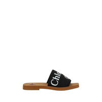 Chloé Black Cotton Woody Flat Sandals