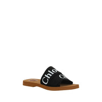 Chloé Black Cotton Woody Flat Sandals