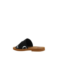 Chloé Black Cotton Woody Flat Sandals