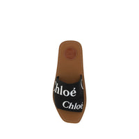 Chloé Black Cotton Woody Flat Sandals