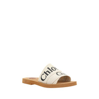 Chloé White Cotton Woody Flat Sandals