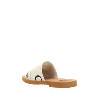 Chloé White Cotton Woody Flat Sandals