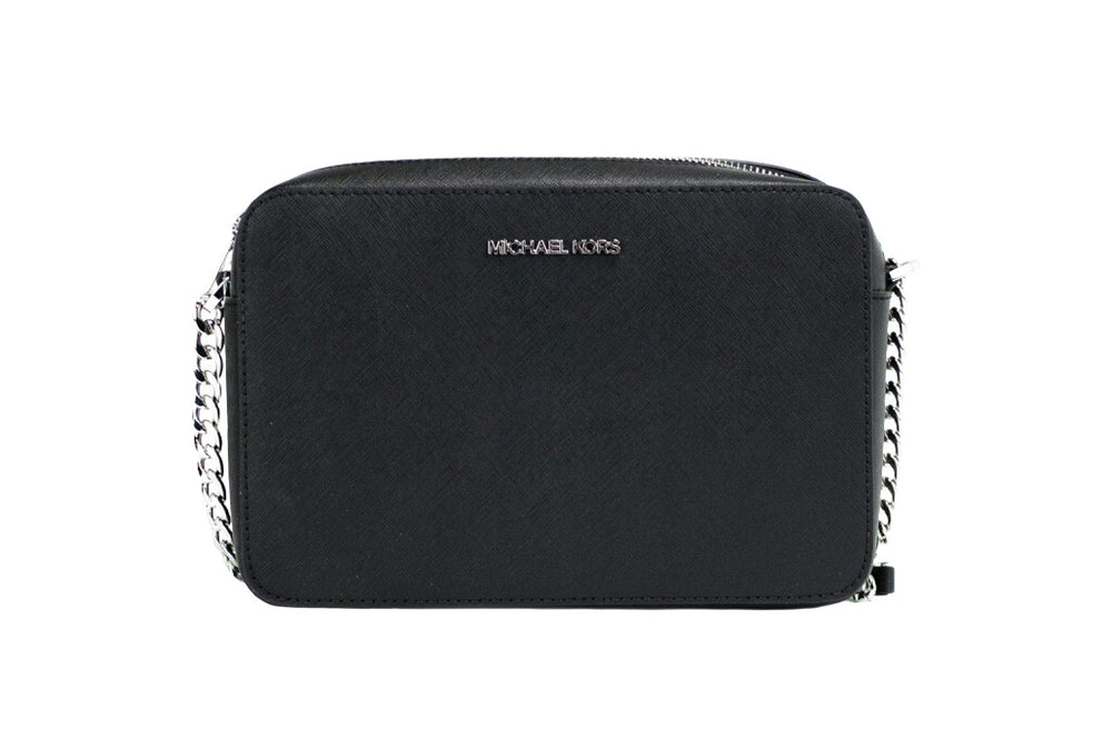 Michael Kors Jet Set Large Saffiano Leather Crossbody — Silver